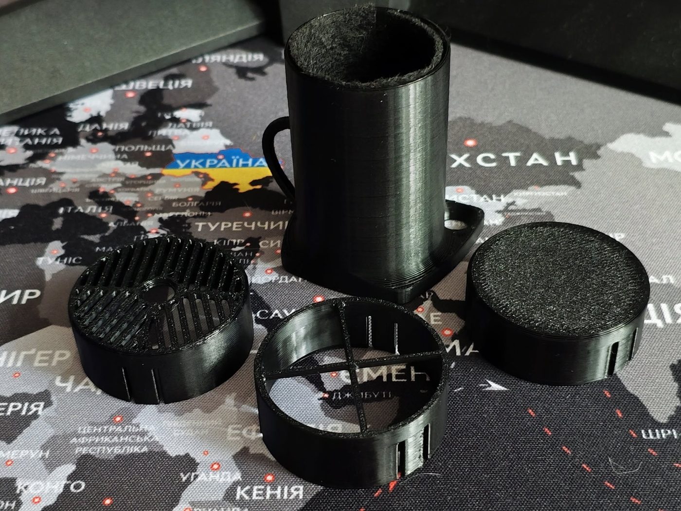 Felt-lined dew shield and lens attachments, 3D printed