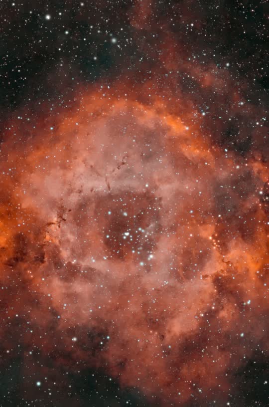 Rosette Nebula: 3D flyby